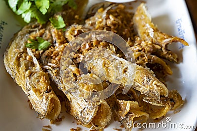 Deep fried Thai style Sheatfish Fried â€œPar Nae Onâ€ Stock Photo
